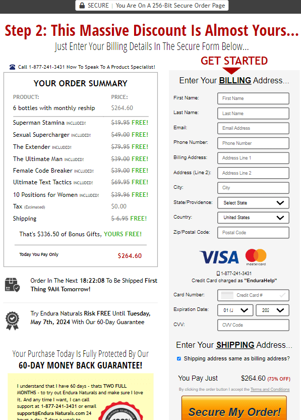 endura naturals order page